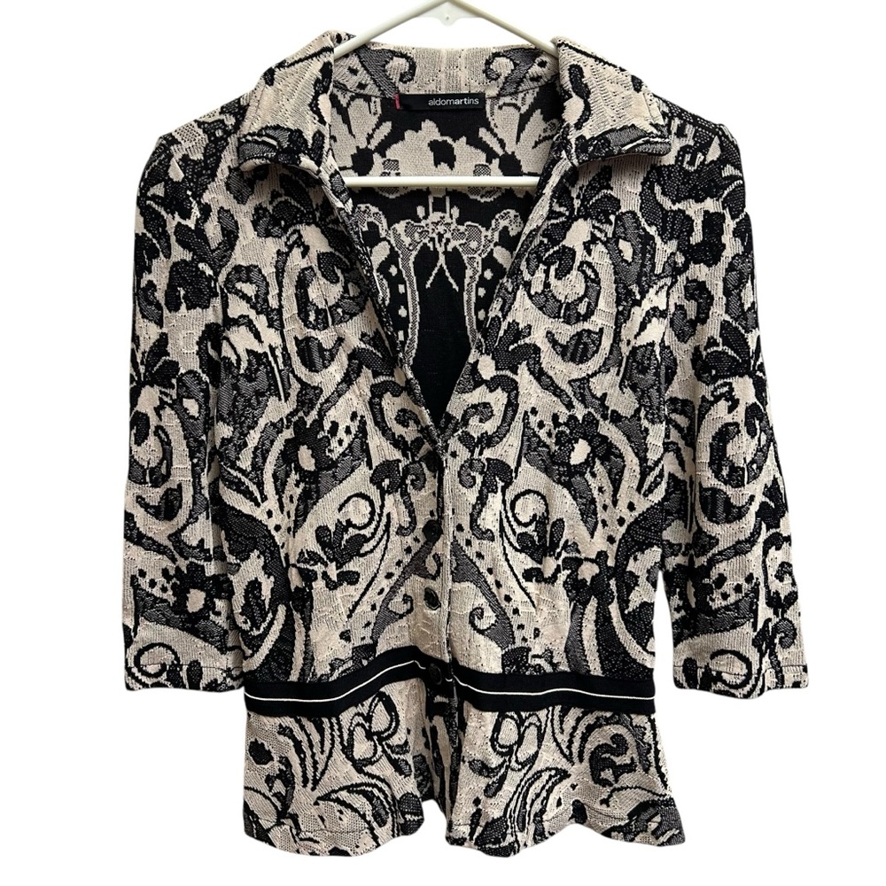 Aldo Martins Abstract Print Bamboo Blend Cardigan Top